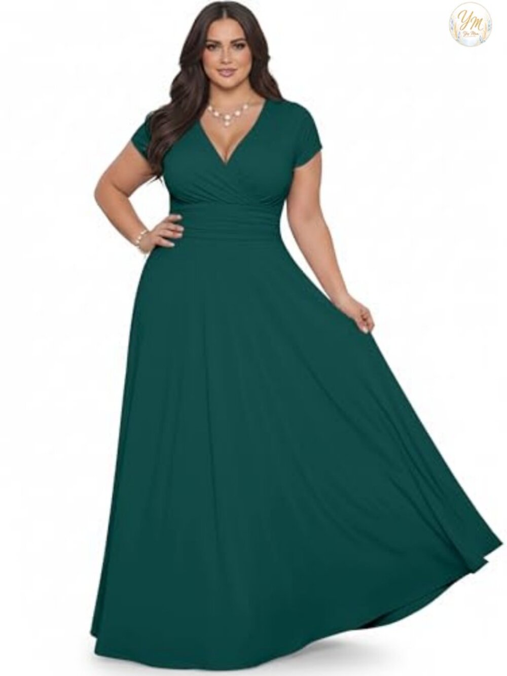 Womens Cap Sleeve V-Neck Flowy Cocktail Gown Formal Maxi Dress